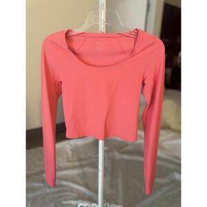 Athleta Transcend Top Women’s Xs Coral Crop Stretch Long Sleeve New No Tags